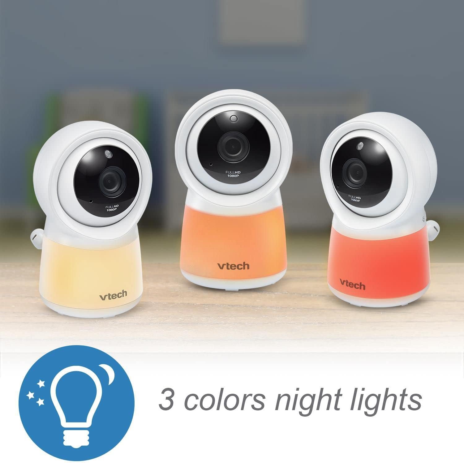 VTech RM5754HD RM5754HD Smart Wi-Fi 1080p Video Baby Monitor System with 5-in. Display, Night-Light, and Remote Access, White