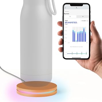 AUTONOMOUS Hydrate AI Smart Hydration Reminder Base, AI Water Intake Tracking, Custom Light/Vibration/Buzzer Alerts - App Pregnancy Hydration Gift USB-C Powered Orange