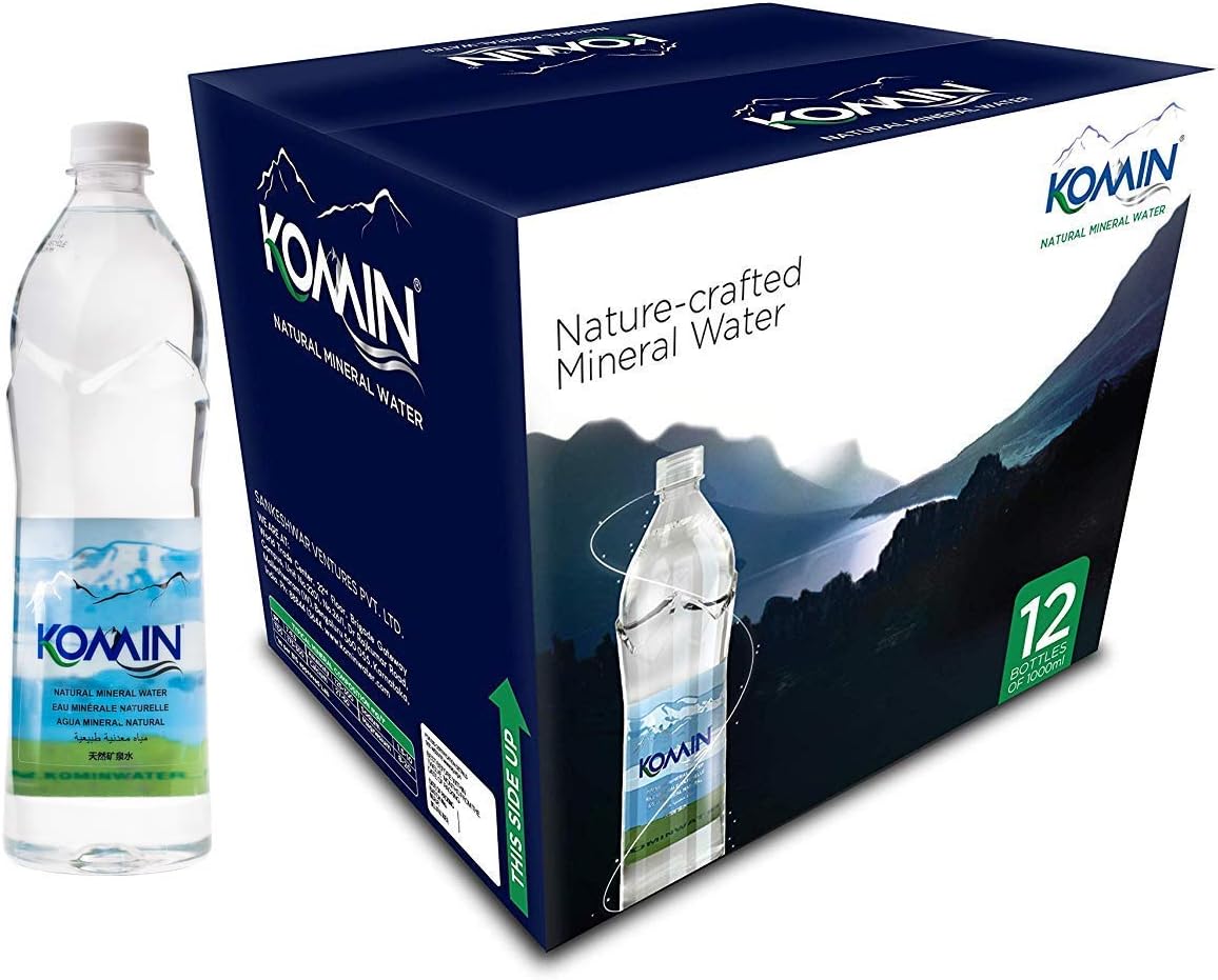 Komin Natural Mineral Water-1000ml (Pack of 12 Bottles) | Naturally Alkaline Water
