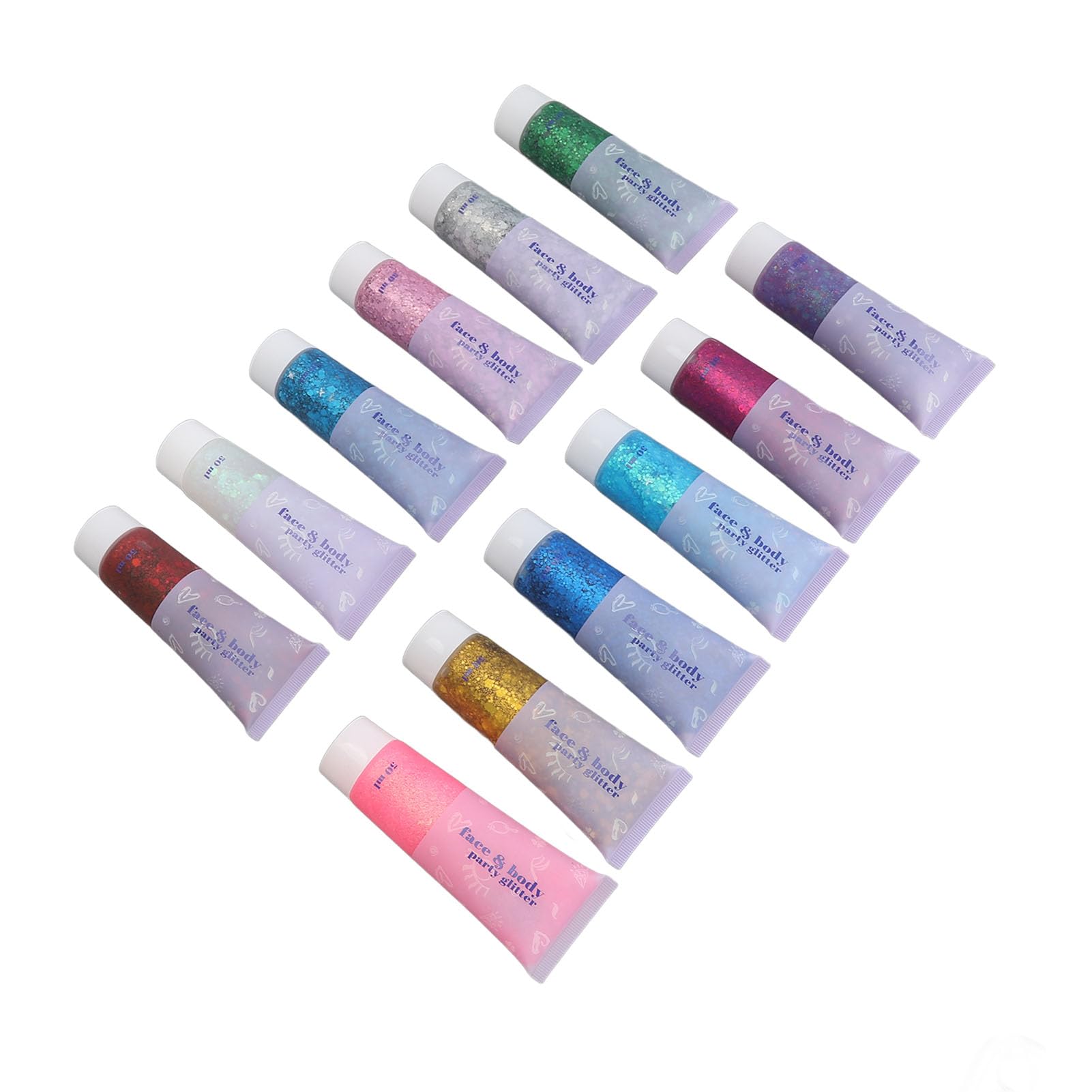Chrees Gel Glitterato per il Corpo Olografico, Gel Scintillante con Paillettes Glitterate per il Viso in 12 Colori Cosmetico per Trucco e Feste per Festival