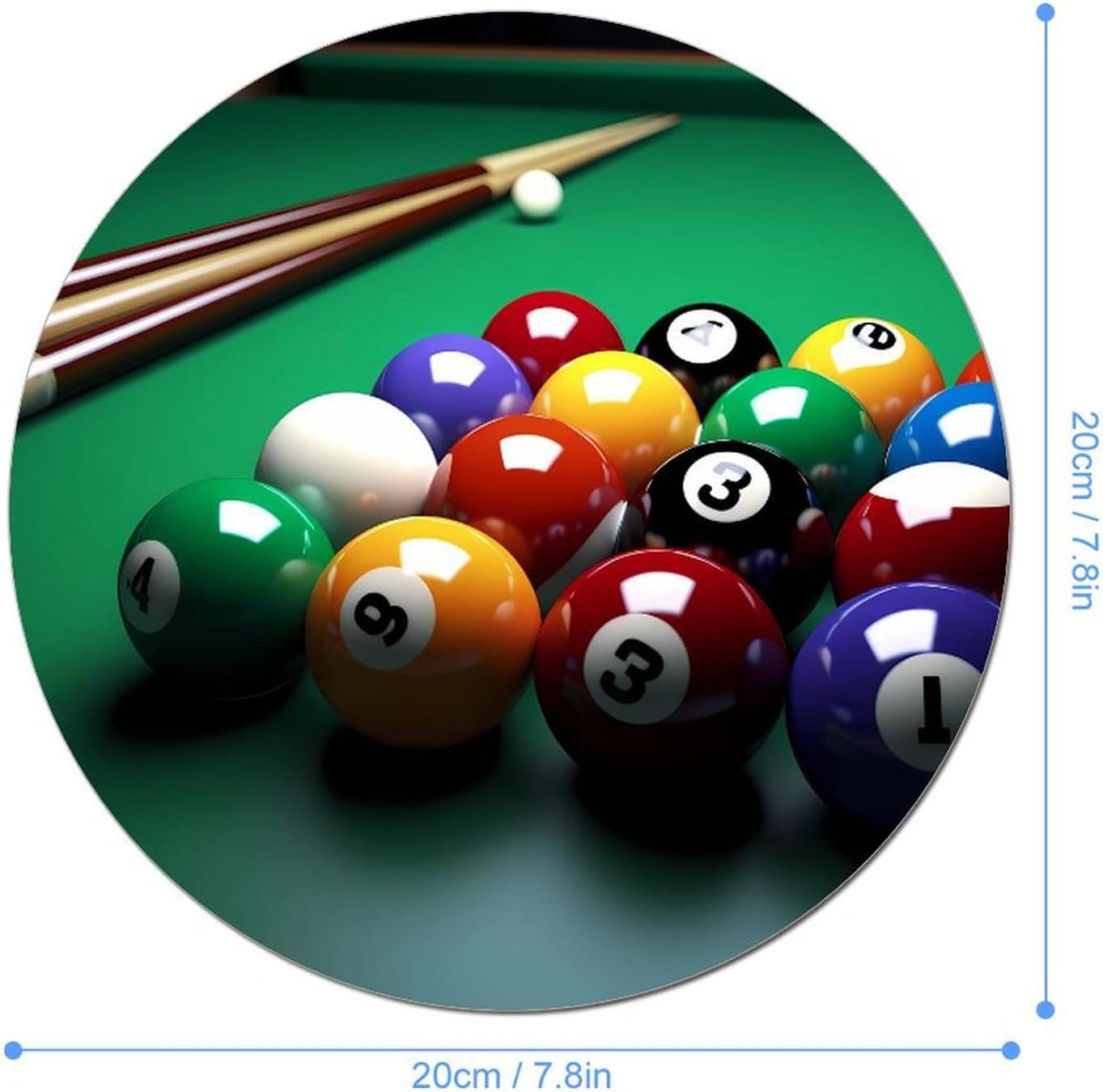 Billiards Round Mousepad Funny Small MouseMat with Non-Slip Rubber Base and Stitched Edge Gaming Mousepad for Home Office Dorm Desk Decor Accessories for Home Office Work 7.8x7.8 Inches image 2