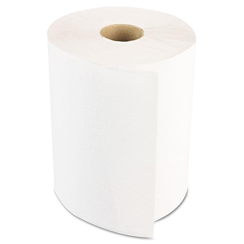 Boardwalk 6250 - rollos de papel absorbente Hardwound, 1 capa sin perforar, color blanco, 106,68 m (caja de 12 rollos)
