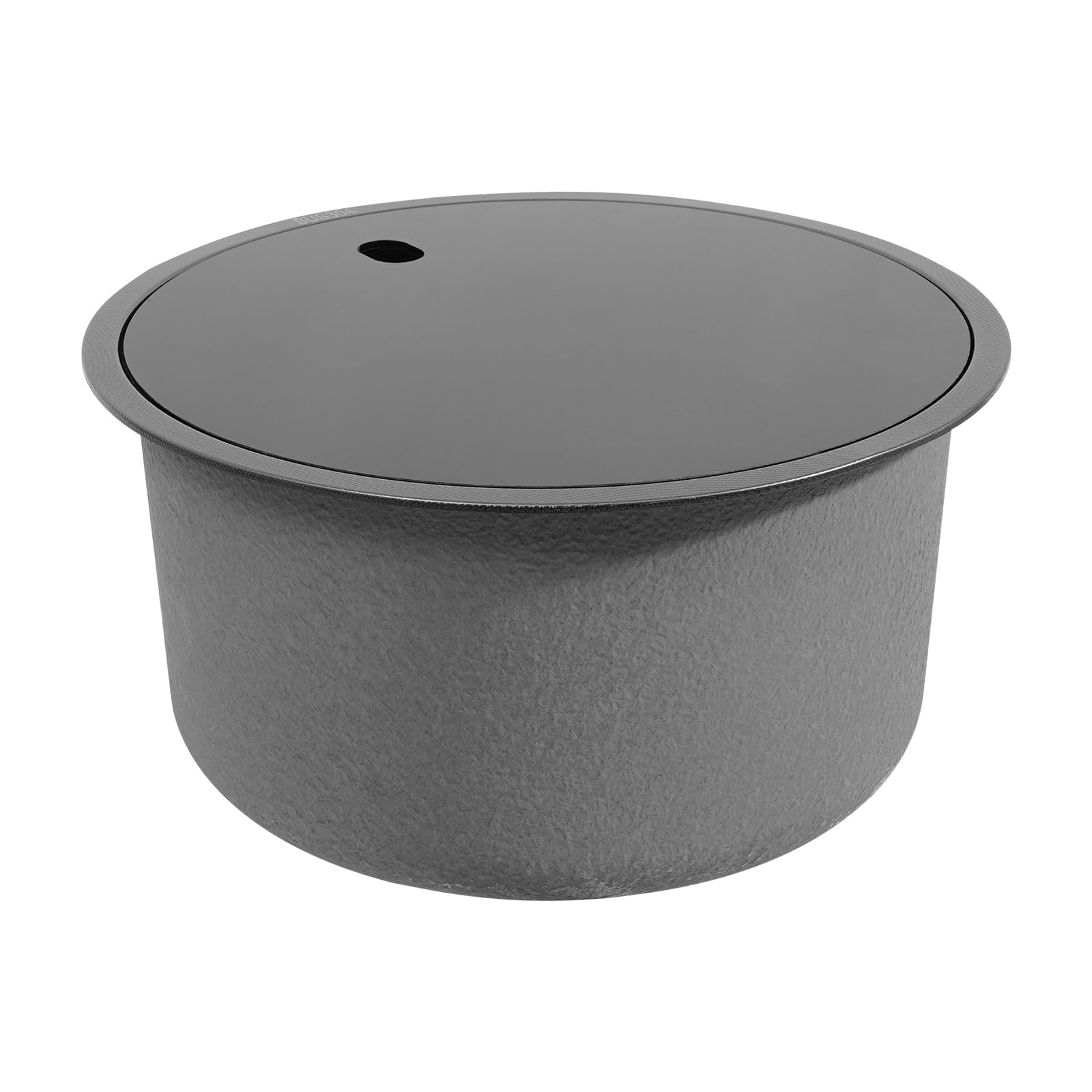 Évier rond en acier inoxydable 304 - Noir - Avec couvercle - Avec tuyau d'évacuation - 36 x 19 cm - Pour appartements, restaurants