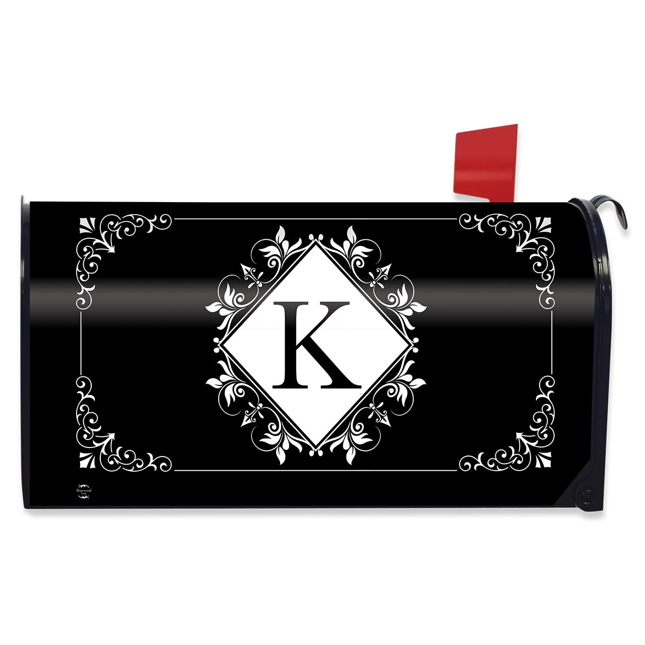 Briarwood Lane Mailbox Cover - Standard Size - Black and White Monogram K Mailbox Cover