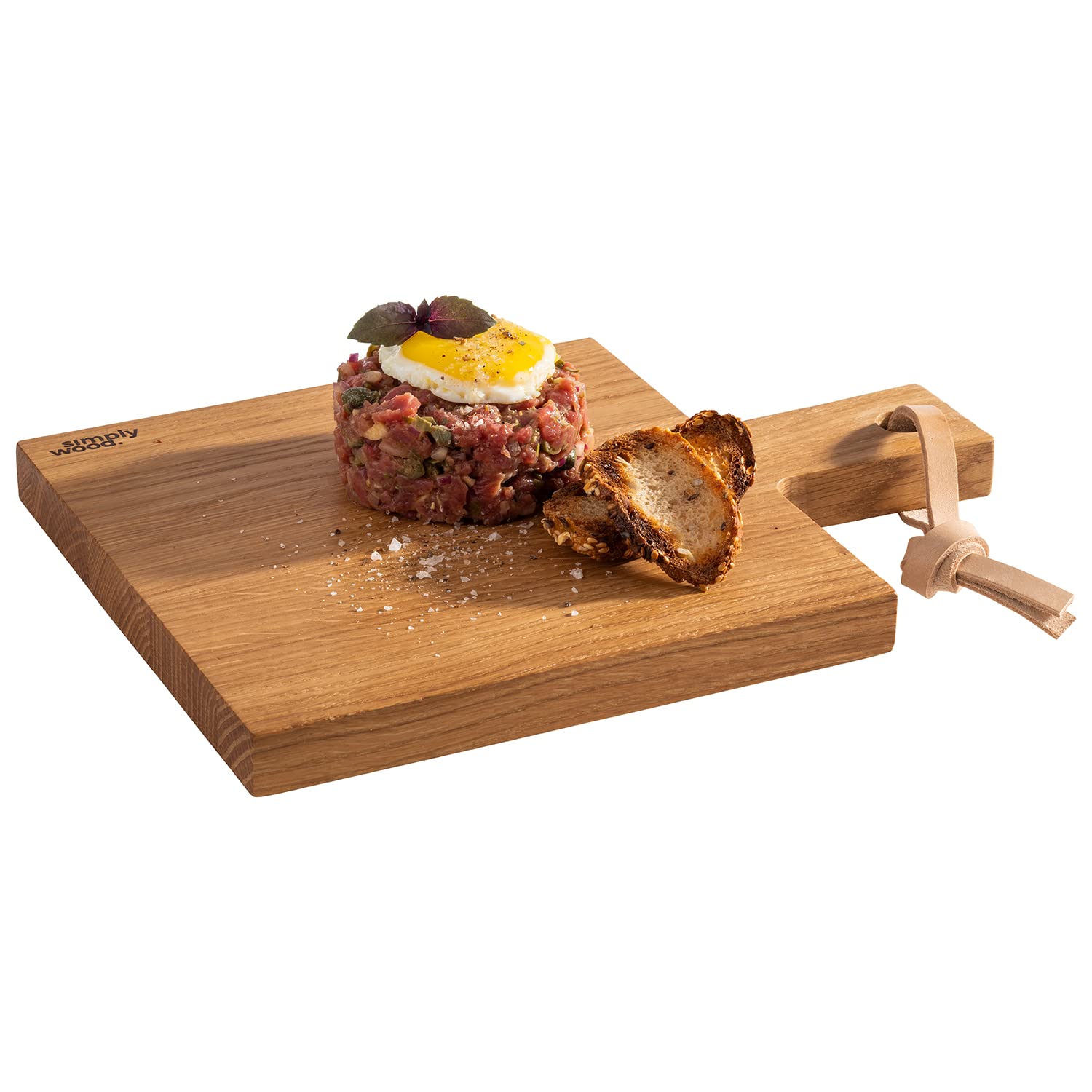 Tagliere APS - tagliere in legno di quercia oliato, L x P x A: 38 x 32 x 4,5 cm, tagliere in legno con scanalatura per il succo, con piedini antiscivo | Leroy Merlin