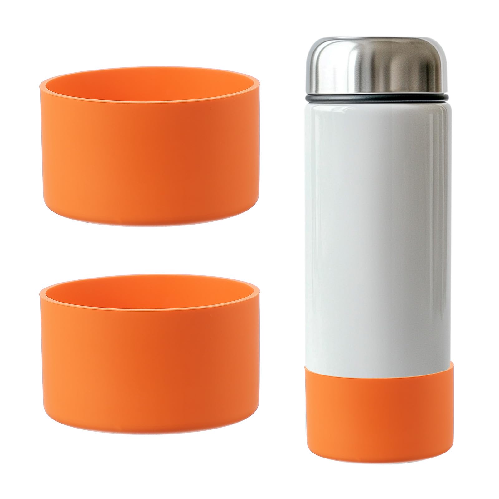 YELARXI Tumbler Boot Silicone Anti-Slip Protective Sleeve Bottom Water Bottle Accessories, 3 Inch Diameter Fit for Stainless Steel Sports Vacuum Flask - 12-40oz (2 Pack, Orange)