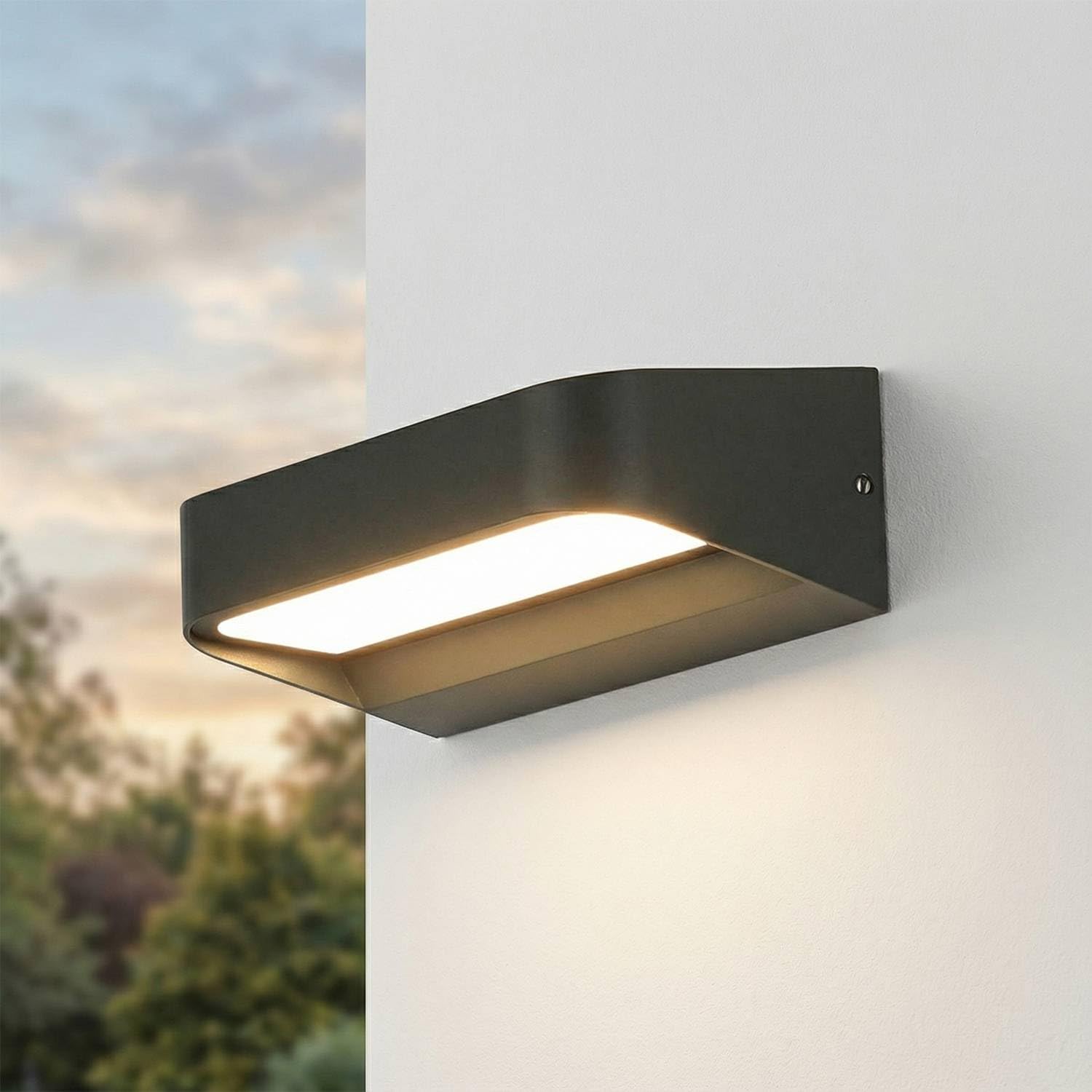 Licht-Erlebnisse Wandlampe außen LED IP54 14,2 cm breit Außenleuchte Anthrazit 3000 K warmweiß 450 lm Aluminium Wandleuchte Modern Außenleuchte Balkon