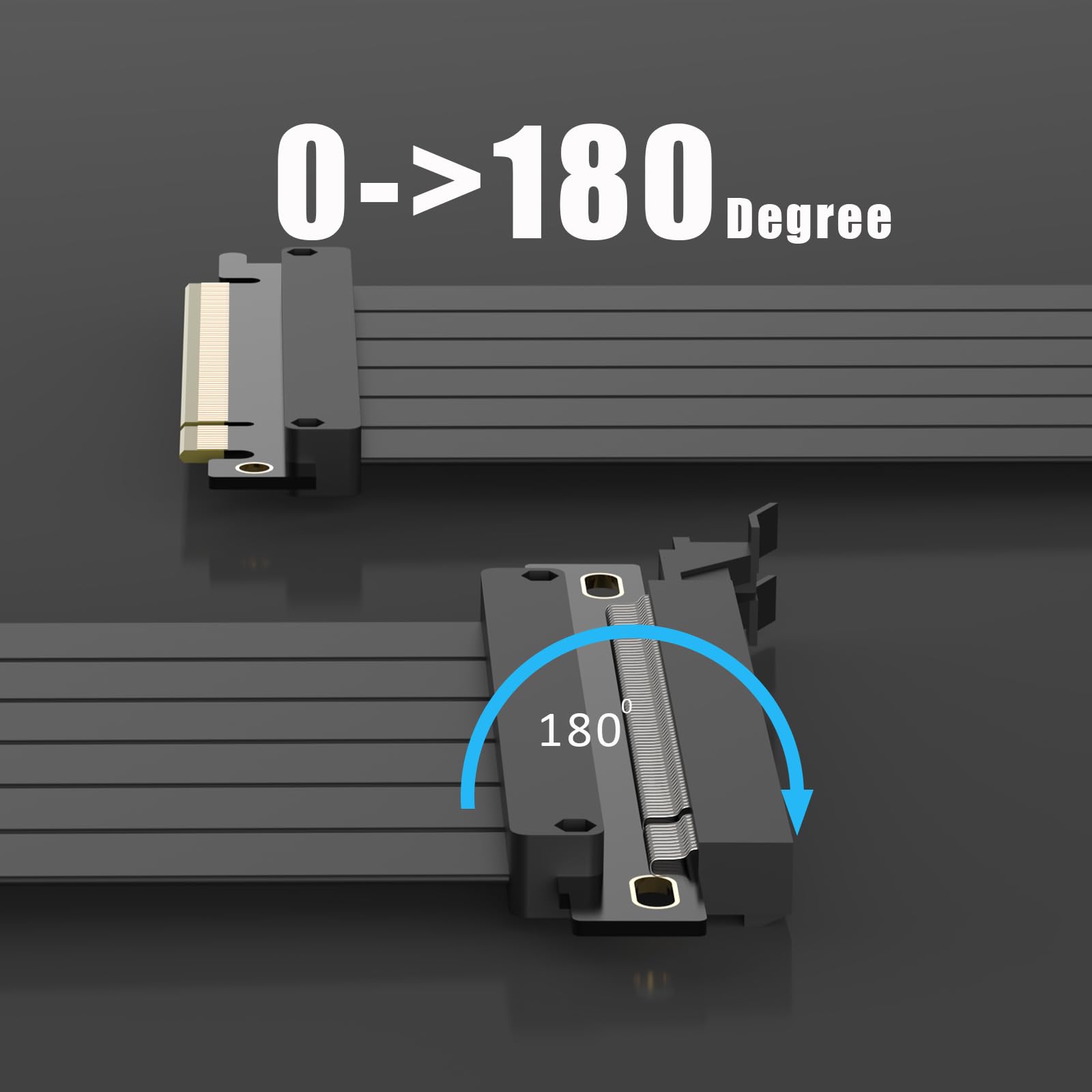 GLOTRENDS 1000mm PCIe 3.0 X16 Riser Cable (0->180 Degree), kompatybilny z seriami NVIDIA-RTX 2000/GTX1600, AMD-RX6000/5000/500/400/Vega itp.