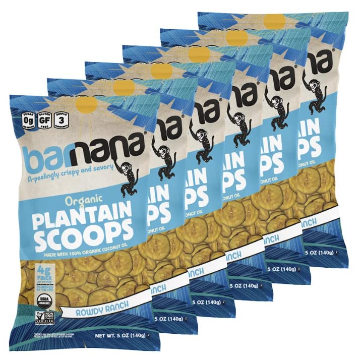 Barnana Organic Plantain Scoops, Rowdy Ranch, Kosher, USDA Certified Organic, Gluten Free & Non-GMO, 5 Ounce (Pack of 6)