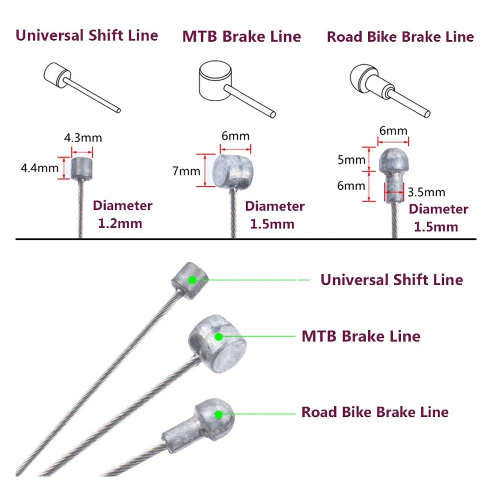 20 STK/50 STK Fahrradkabel Bremsschaltung Innenkabel Draht Edelstahl Mountain Road Fahrrad Bremskabelleitung 2100mm 1550mm 1700mm(50pc Shift Front 1550mm)