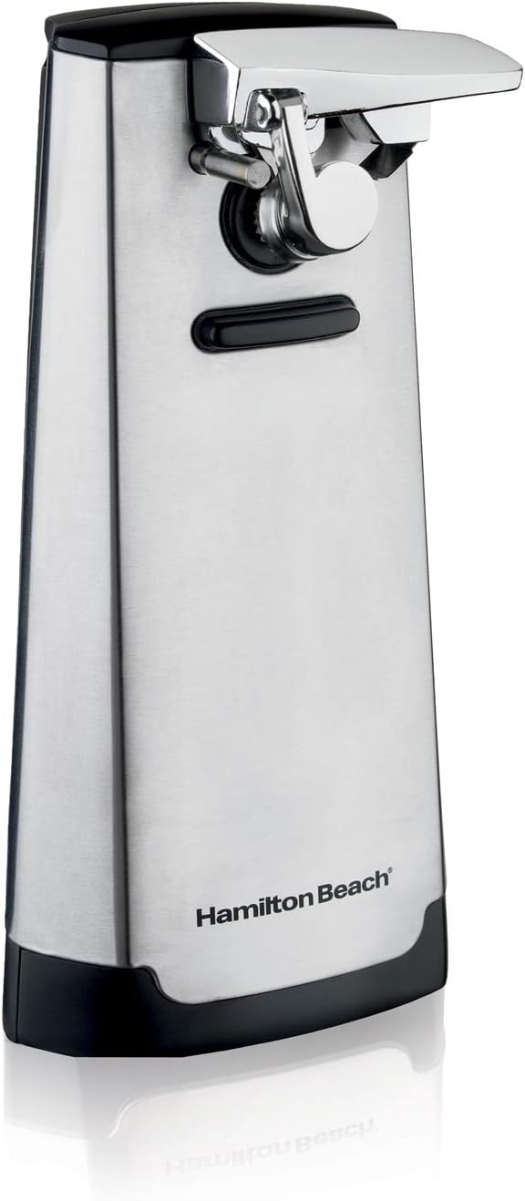 Extra-Tall Electric Automatic Can Opener with Easy-Clean Detachable Cutting Lever, Cord Storage, Knife Sharpener, Brushed Stainless Steel (76700)