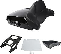 Vista 19 de Respaldo y estante de montaje con cajuela de viaje negra modificada para Harley 2014-2025 Touring Road King Street Electra Glide Ultra-Classic