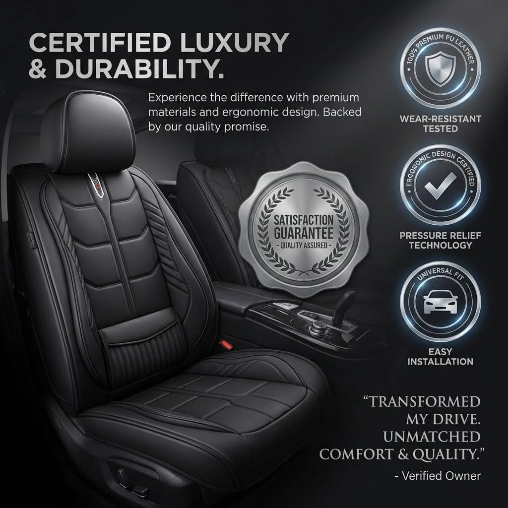 Car Seat Covers Custom Fit for Chevy Tahoe 2000-2025,Heavy Duty Waterproof & Pet-Friendly | Premium PU Leather | 5-Seats Full Set,Black