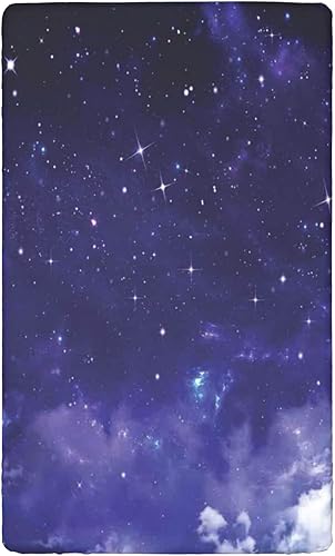 Miniatura 7 de Sábana bajera ajustable para cuna con temática espacial, sábana bajera estándar para cuna, suave y transpirable, sábana de colchón para cuna o