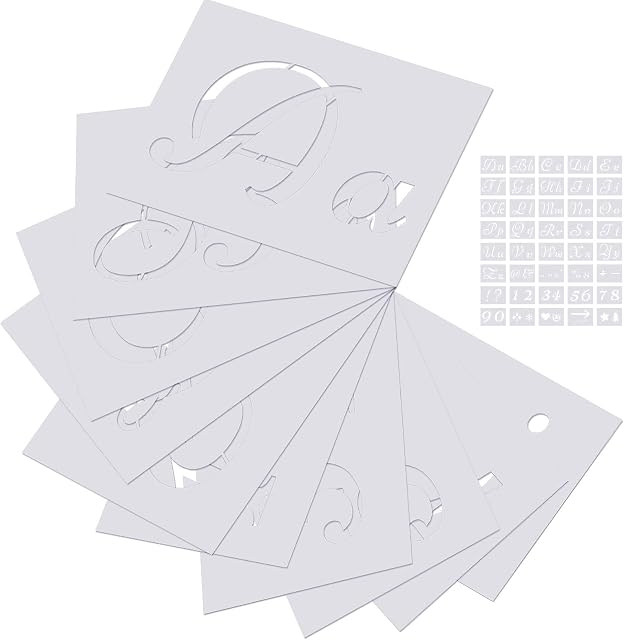 Outivity 40 Pieces 80 Designs Letter Stencils for Painting on Wood, Art Craft Stencils, Plastic Alphabet Stencils for Crafts Reusable with Calligraphy for DIY