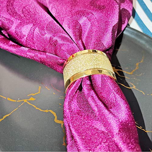 LUOLAO Gold Napkin Rings Set of 6, Premium Bling Metal Dining Table Decoration for Dinner, Party and Festival - Thumbnail 4