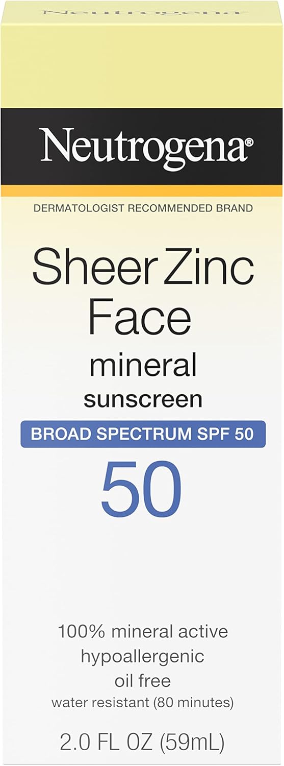 Neutrogena Sheer Zinc Face Dry-Touch Sunscreen Broad Spectrum SPF 50, 2 Fl. Oz. Neutrogena Sheer Zinc Face Dry-Touch Sunscreen Broad Spectrum SPF 50, 2 Fl. Oz.