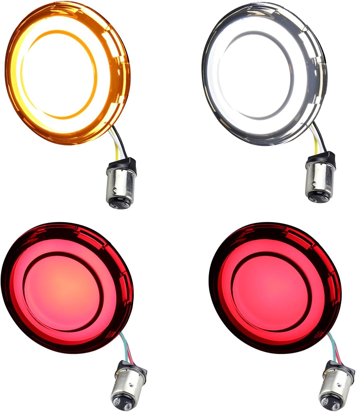 1157 Front 1156 Rear Smoked LED Turn Signals, 2 Inch Bullet Motorcycle Brake Taillights for Harley Sportster, Touring, Softail Road King Electra Glide Iron 883-4Pcs