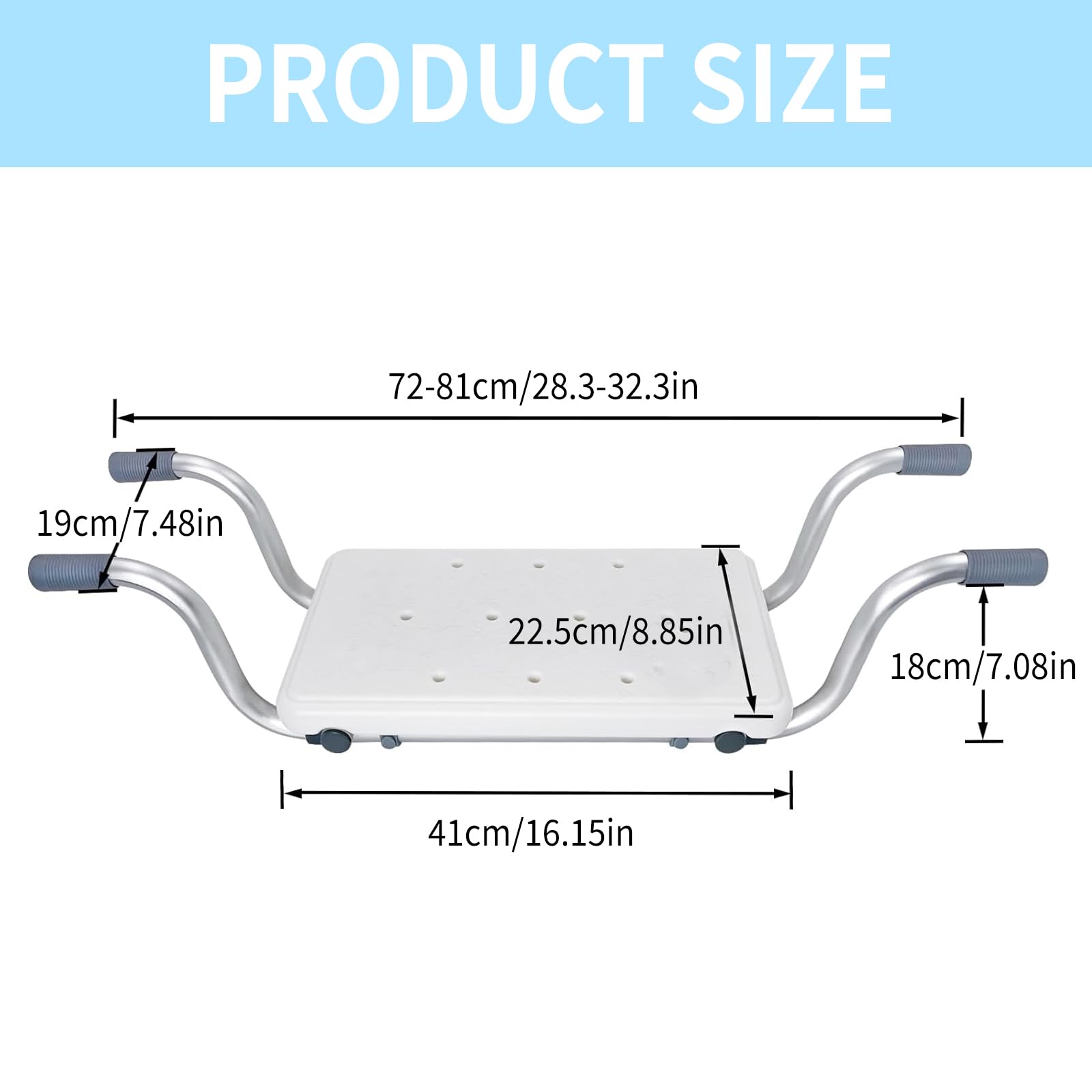 Badewannensitz, Ausziehbare 72-82cm Badewannenbretter, Tragfähigkeit 136 kg Wannensitz, Badesitz verstellbar für die Wanne badewanne zubehör komfortabel