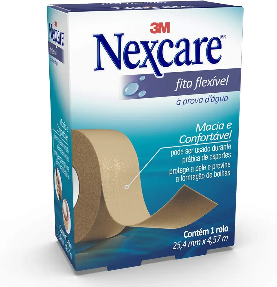 Nexcare, 3M, Fita Flex à Prova d´Água, 25mm x 4.5m, Bege