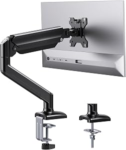 ErGear Single Monitor Arm for 13-36 inch Screens, Adjustable Design Monitor Mount Holds up to 22 lbs, Computer Monitor Stand with VESA Mount, C-Clamp & Grommet Base, Max VESA 100x100mm