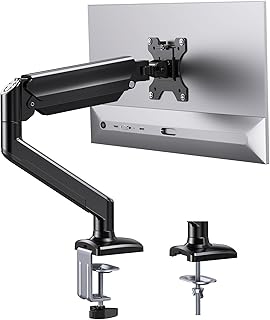 Single Monitor Arm for 13-32 inch Screens, Adjustable Gas Spring Monitor Mount Holds up to 22 lbs, Computer Monitor Stand with VESA Mount, C-Clamp & Grommet Base, Max VESA 100x100mm, EGSS15B