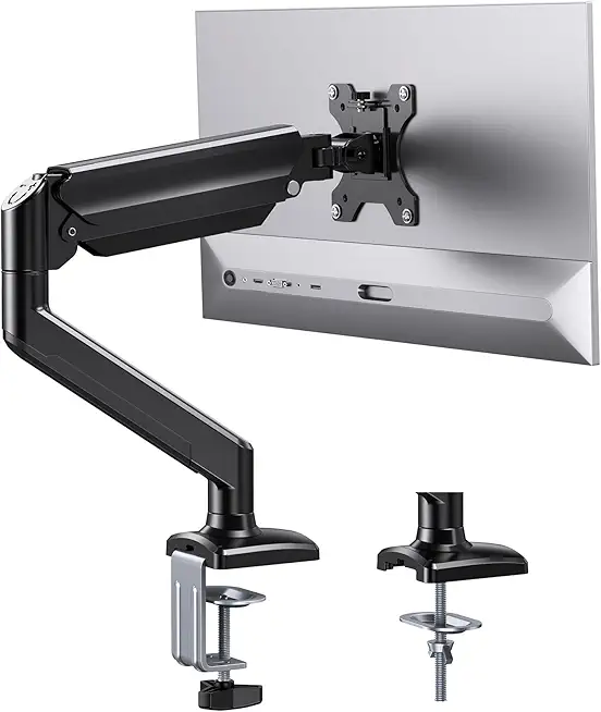 ErGear Single Monitor Arm for 13-34 inch Screens, Adjustable Gas Spring Monitor Mount Holds up to 22 lbs, Computer Monitor Stand with VESA Mount, C-Clamp &amp; Grommet Base, Max VESA 100x100mm,