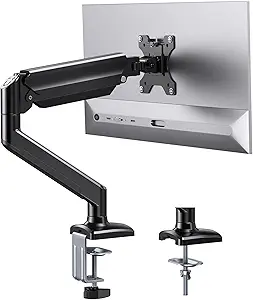 ErGear Single Monitor Arm for 13-36 inch Screens, Adjustable Gas Spring Monitor Mount Holds up to 22 lbs, Computer Monitor Stand with VESA Mount, C-Clamp & Grommet Base, Max VESA 100x100mm