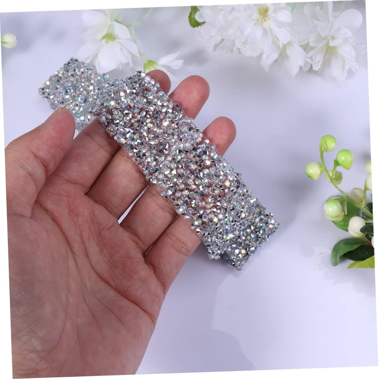 Rhinestone Mesh Patch for Bridal Sash Belt Adhesive Diamond Decorative Belt Trim Glue Back