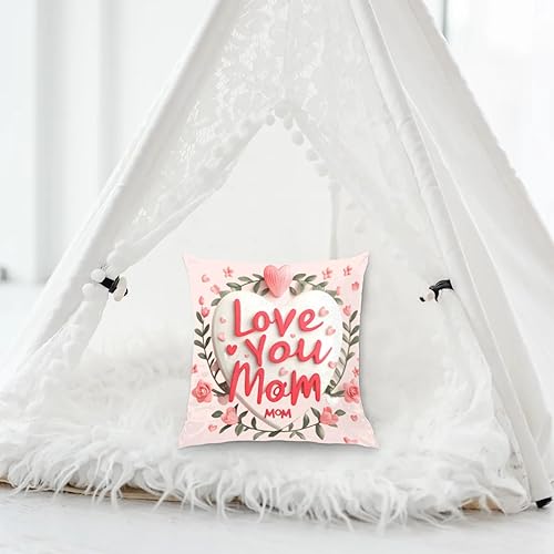 Miniatura 5 de Funda de almohada personalizada para mamá, funda de almohada cuadrada para el día de la madre, decoración de 18 pulgadas, flores rosadas, amor verde