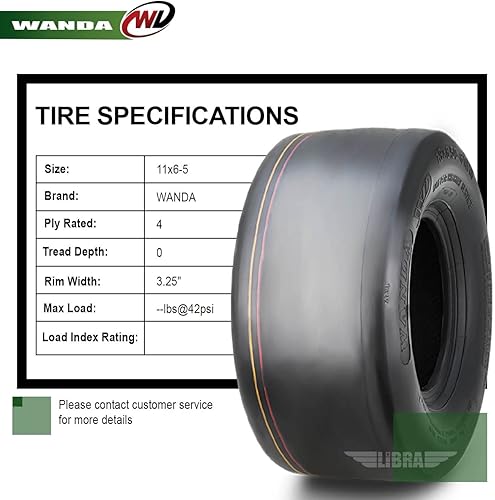Vista 52 de WANDA Juego de 2 neumáticos para cortacésped, 4 capas, 24 x 9.5 - 12