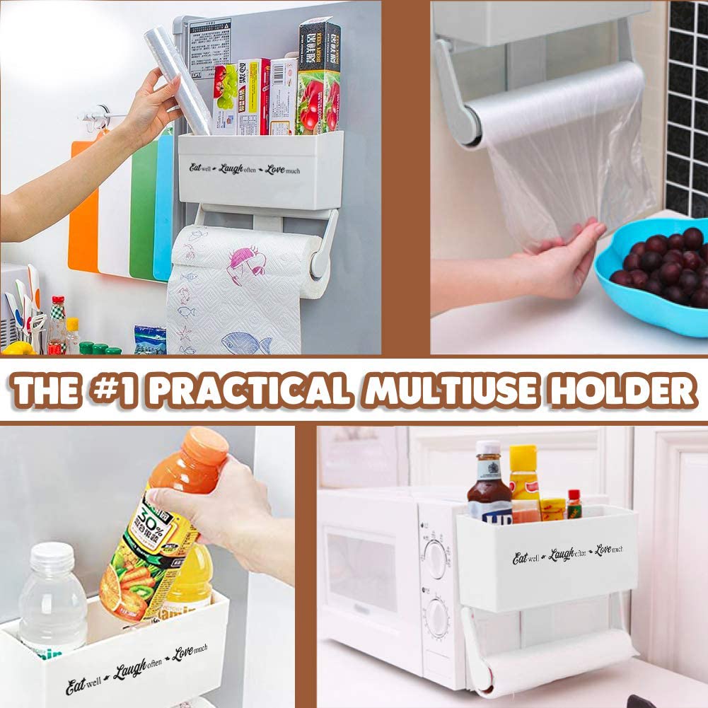 Paper Towel Holder for Refrigerator with Storage Shelf