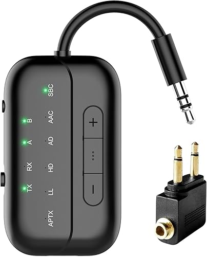 Receptor transmisor Bluetooth 5.4 actualizado 2025, adaptador inalámbrico de avión 2 en 1 para vuelo, TV, PC, gimnasio, interruptor, compatible con