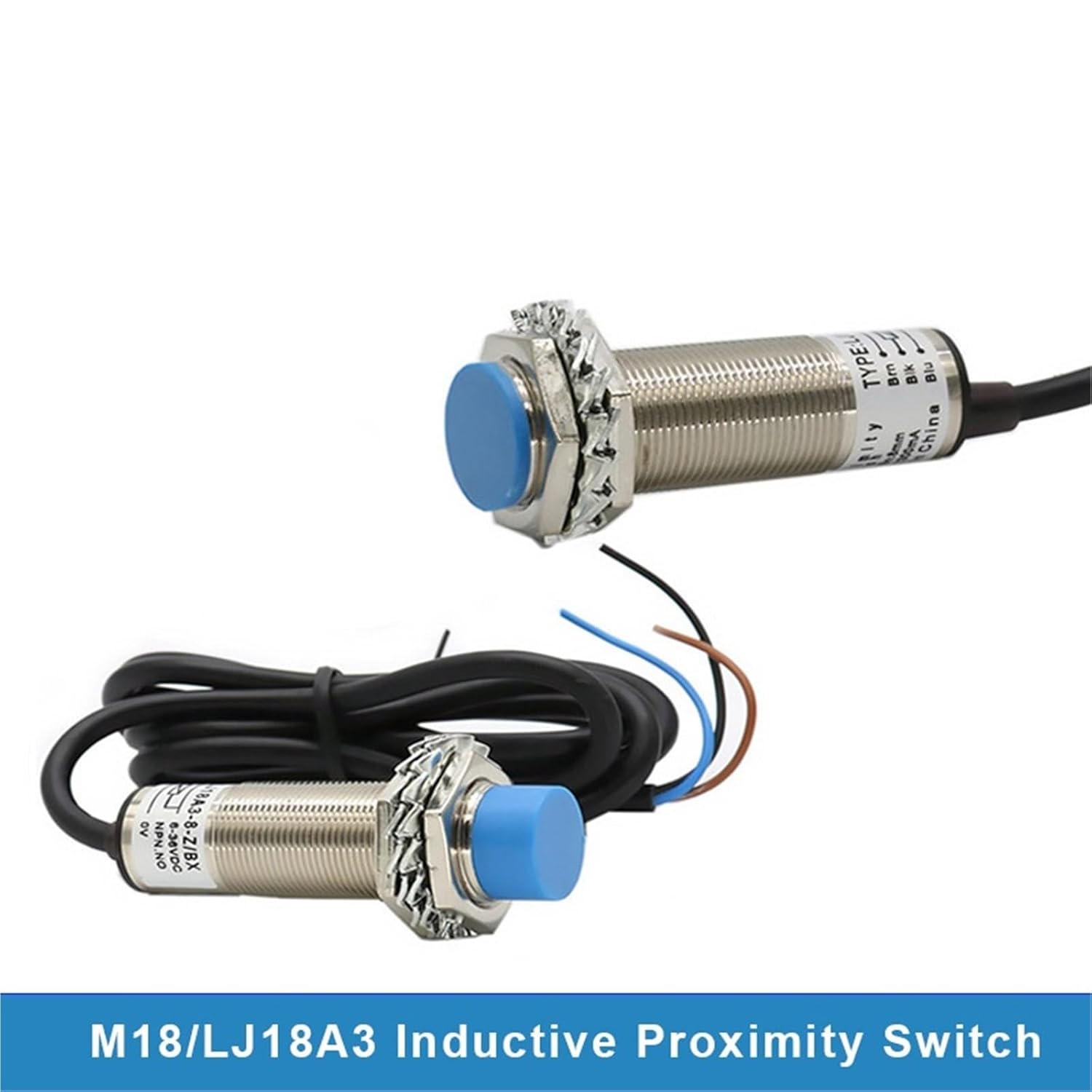 M18 5mm & 8mm Dectect Distance Inductive Metal Approach Sensor Proximity Switch LJ18A3 NPN PNP AC DC NO NC 1Pcs(Distance 8mm,NO,DC Two Wire)