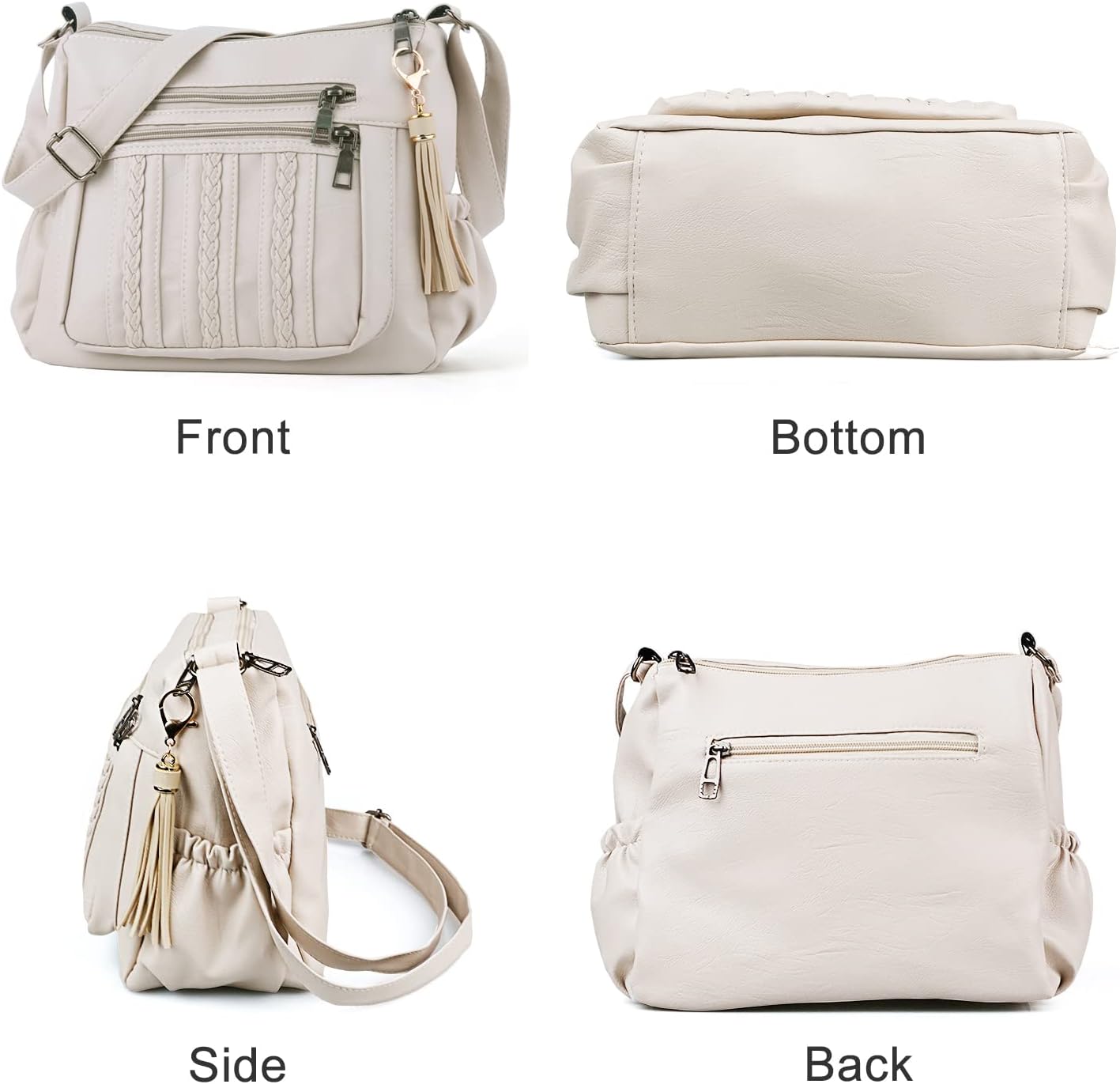 ELDA Purses for Women Pocketbooks Soft PU Leather Ladies Crossbody Purse Multi Pocket Shoulder Bag - Image 4