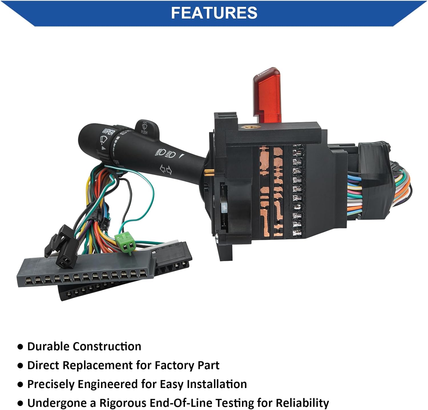 Obaee Turn Signal Switch Compatible with 1998-2005 Chevy Blazer GMC Samona Oldsmobile Bravada 1998-2004 Chevy S10 Pickup Multifunction Combination Lever Switches, OE 26062269, 26100838