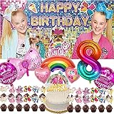 MISSCOO JOJO Siwa Banner 8th Party Supplies 8 Decorations Birthday Backdrop Balloons Decor