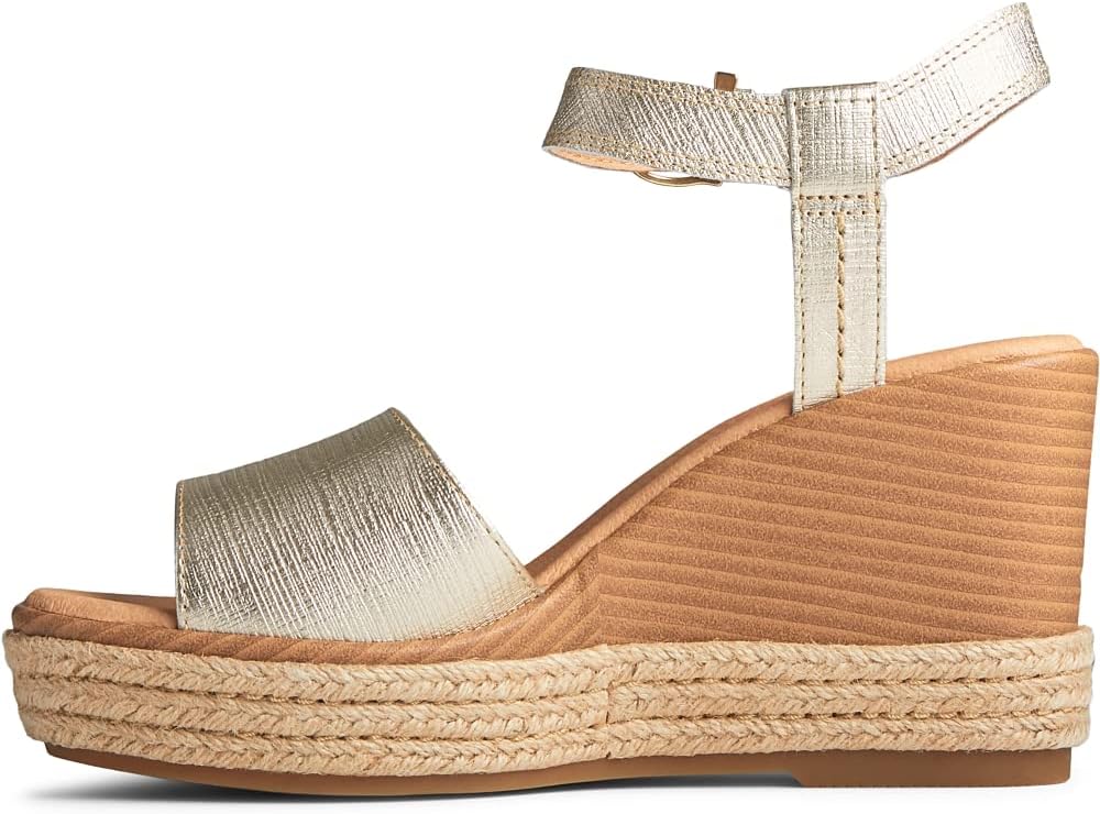 Sperry Women's Fairwater Plushwave Wedge Espadrille Sandal, Gold, 9