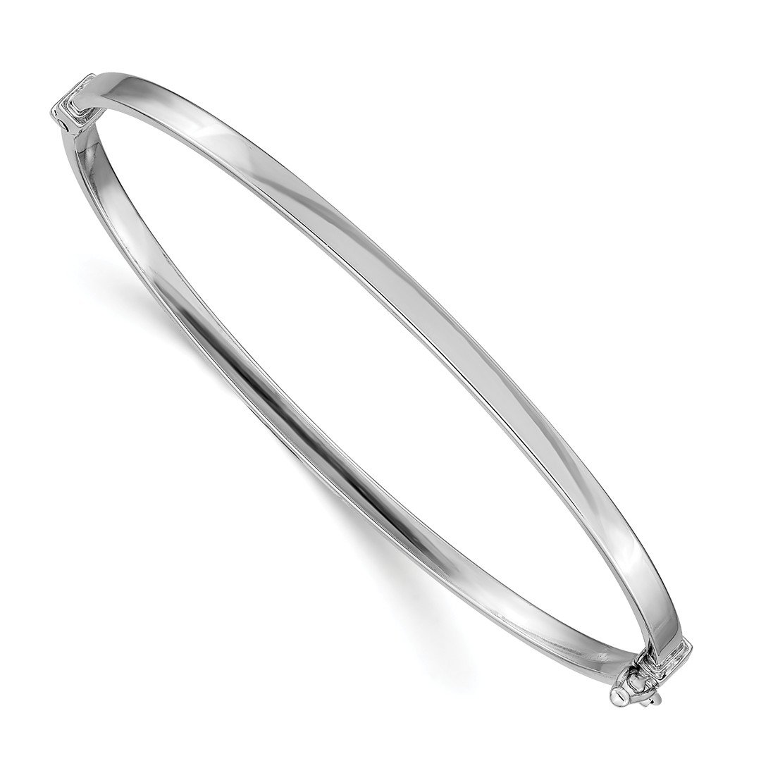 IceCarats14K Solid White Gold Hinged Bangle Bracelet