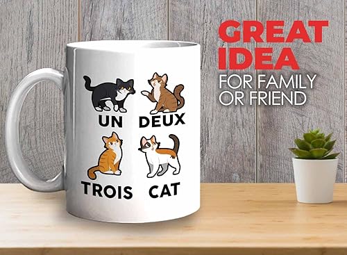 Miniatura 2 de Bubble Hugs Cat Lovers Taza de café de 11 oz color blanco – un deux trois cat – Propietario de mascotas Gatito Paw Furkids Felidae Persa Maine Coon