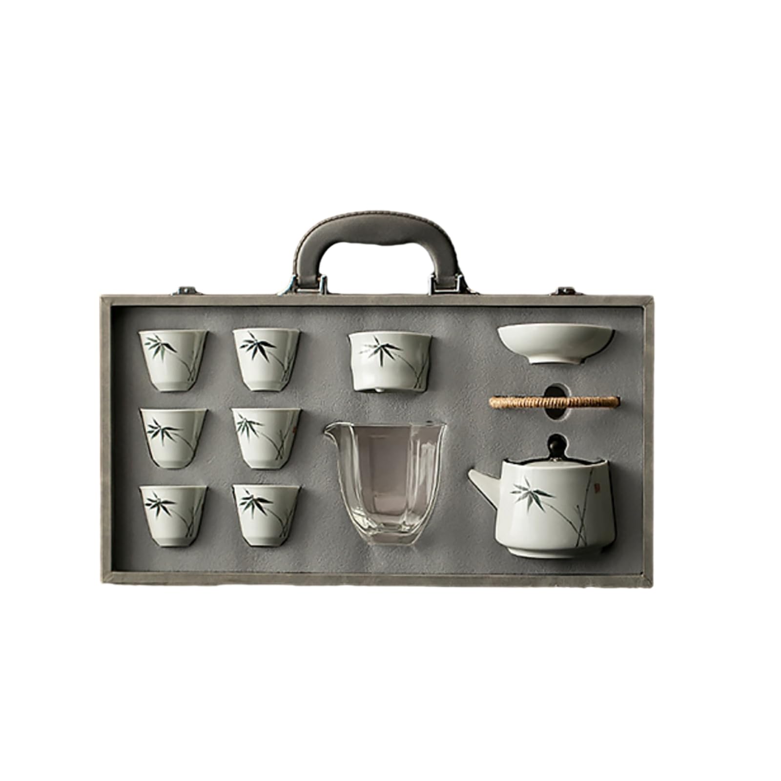 Biały porcelanowy zestaw do herbaty Kung Fu w kolorze świeża i prosta osobowość - 9-częściowy zestaw (pudełko)