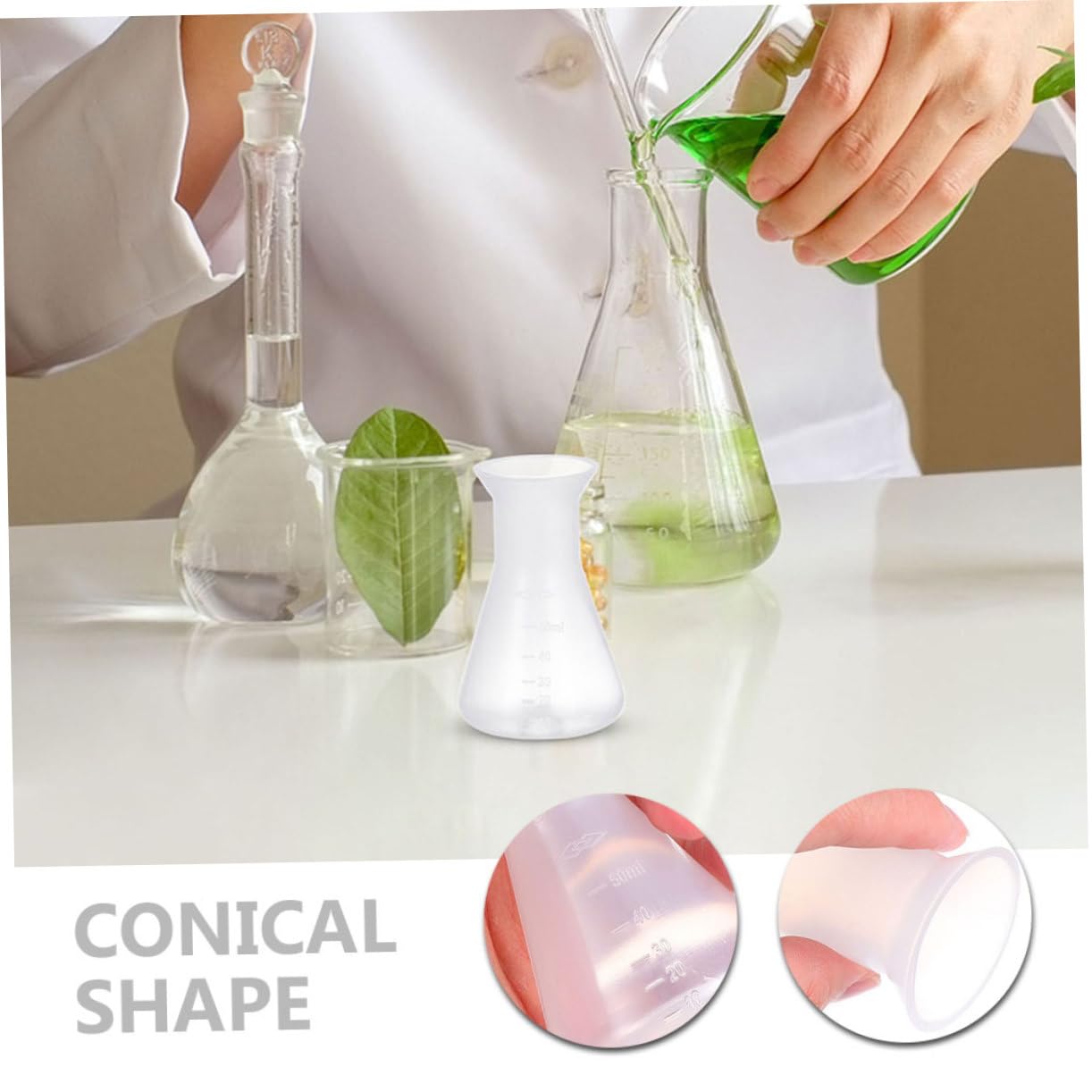 Juego De Matraces Erlenmeyer De Plástico 50Ml 8 Piezas Para Laboratorio