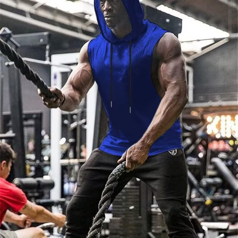 Babioboa Men's Workout Hooded Tank Tops Sports Training Sleeveless Gym Hoodies Bodybuilding Cut Off Muscle Shirts - Image 2