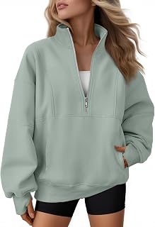 AUTOMET Women's Quarter Zip Oversized Sweatshirt Fleece Mock Neck Pullover