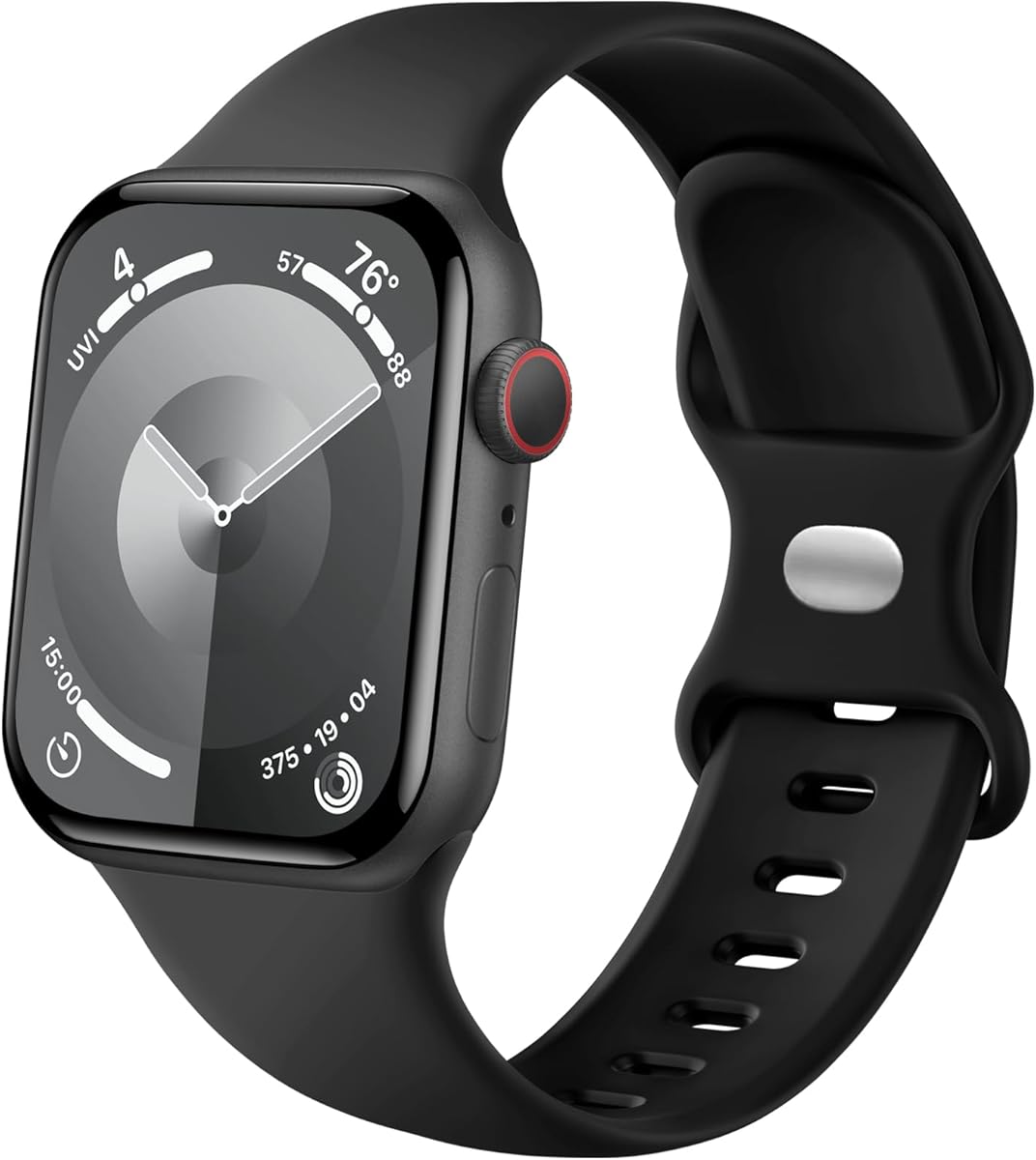 Lenrao Sport Band Compatible with Apple Watch Bands 44mm 45mm 46mm 42mm 49mm Men Women,Soft Silicone Strap Waterproof Wristband for iWatch Series 11 10 SE 9 8 7 6 5 4 3 2 1 Ultra, Black