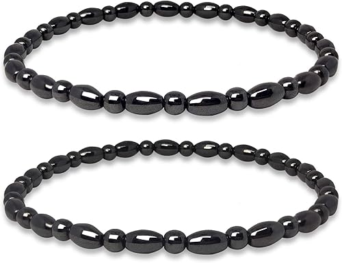 Hion Paquete de 2 tobilleras de terapia de hematita para mujeres/hombres