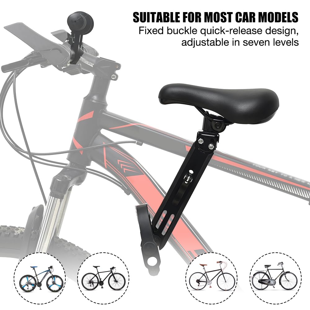 Siège de vélo pour enfants avec fixation de guidon, siège de vélo amovible pour enfants, siège de vélo avant réglable, siège de vélo pour enfants pour adultes pour tous les vélos de montagne