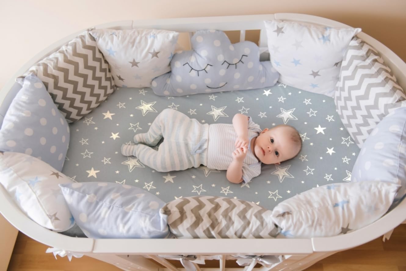 4 Pack Star and Moon Neutral Unisex Fitted Baby Sheets Set for Baby Boys or Girls (Bassinet Sheets)