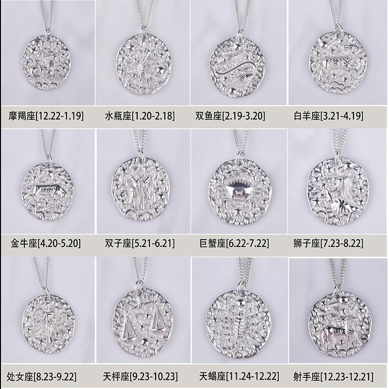 Collier en Relief 12 Constellations en Argent 925 Finition Joaillerie
