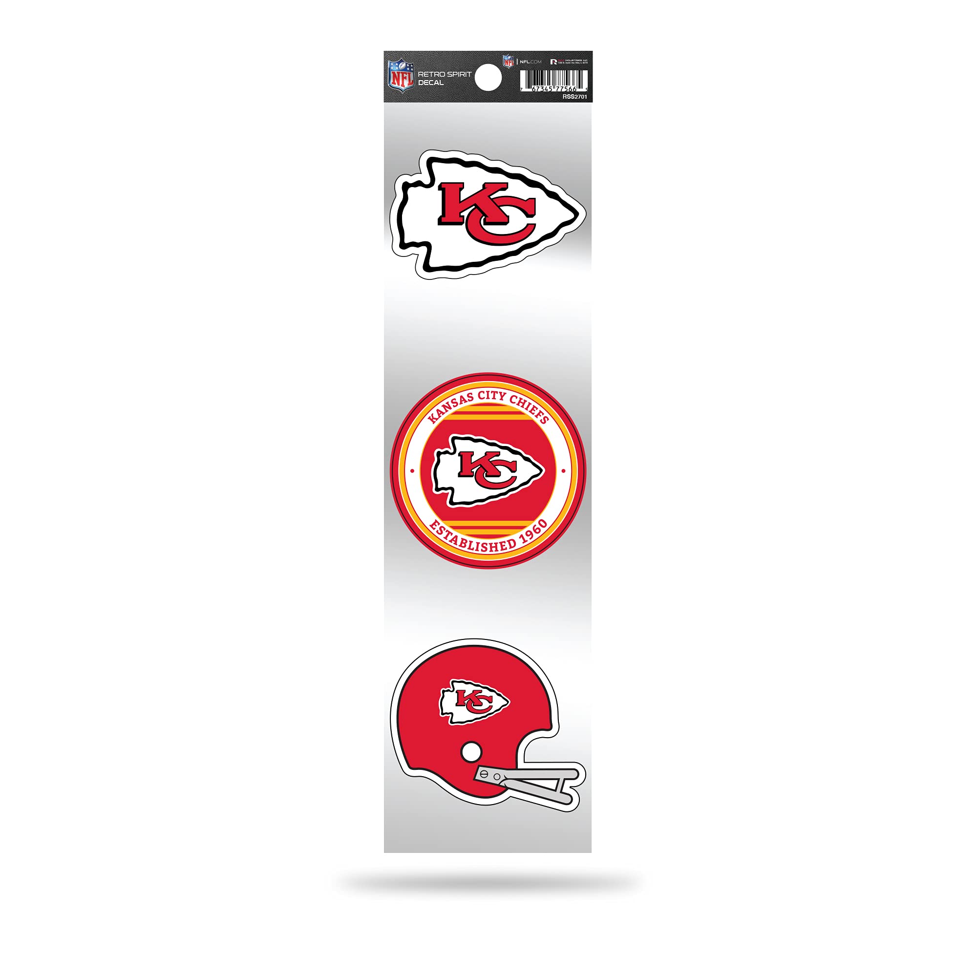 Rico Industries NFL Football Kansas City Chiefs 3-Piece Retro Spirit Decals Retro Decal Set